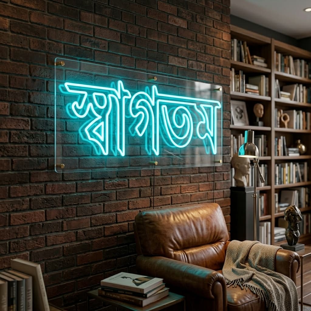 custom orange spiritual neon sign for home mandir temple wall