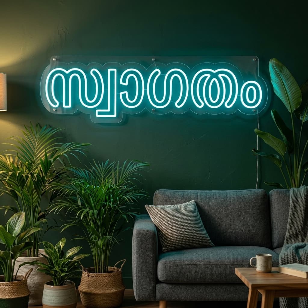 custom orange spiritual neon sign for home mandir temple wall