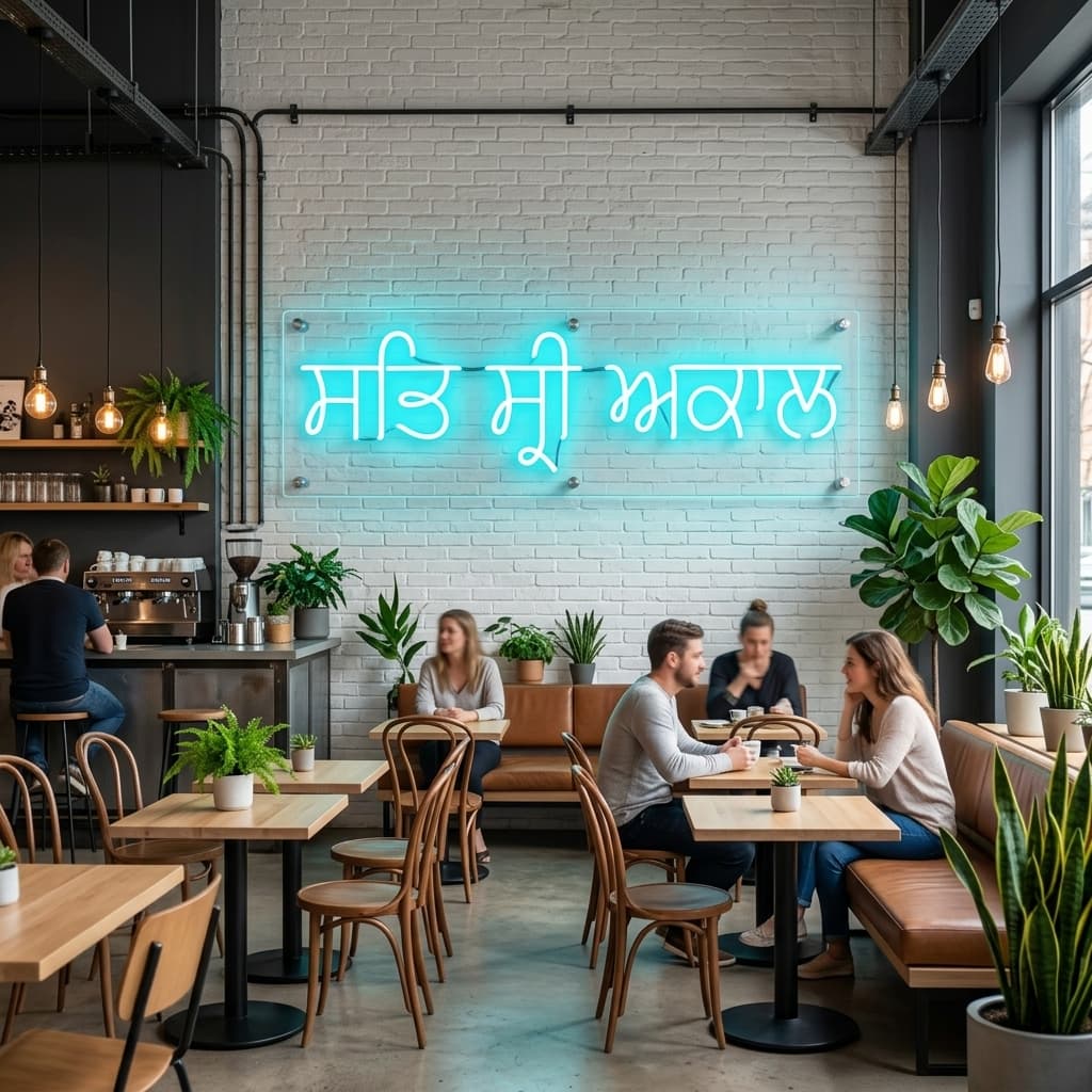 custom orange spiritual neon sign for home mandir temple wall