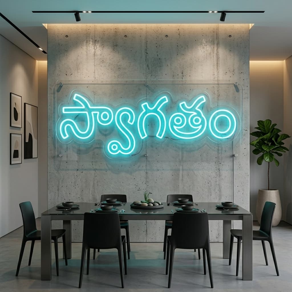 custom orange spiritual neon sign for home mandir temple wall