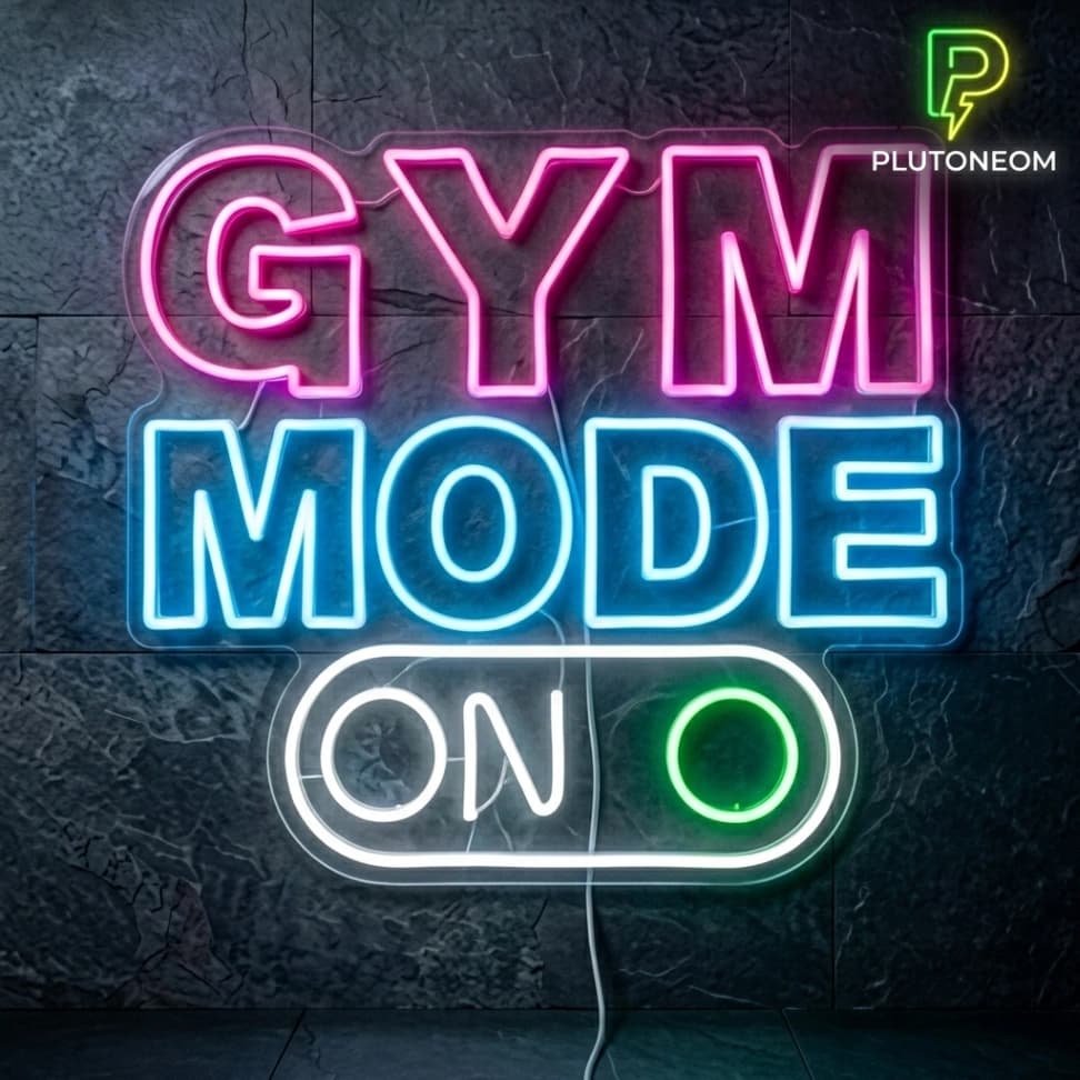 custom toxic green gym mode on neon sign for workout studio wall
