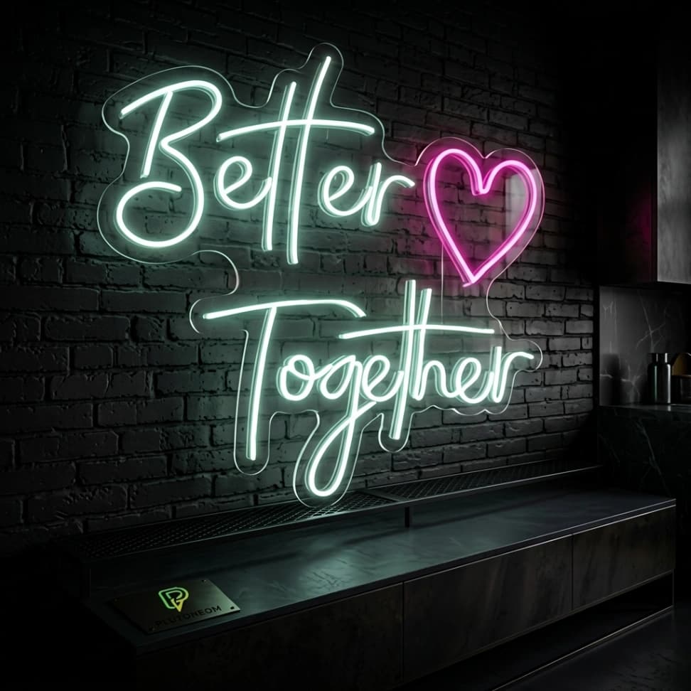 custom warm white together forever neon sign for wedding backdrop